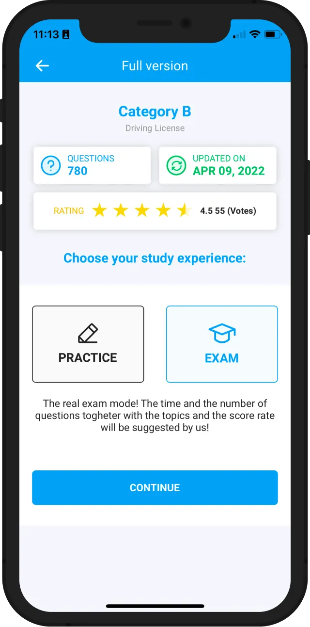 Experience the exam in the comfort of your home with the Exam Mode feature.