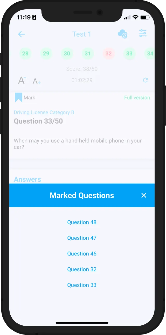 You can save questions that you cannot answer, by using the bookmark feature.