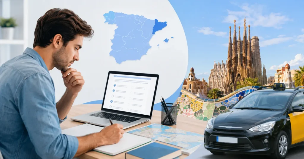 Imagen educativa de Easy-Quizzz para Examen Taxi Barcelona en España, categoría Carnet Taxi, con preparación online para futuros taxistas.