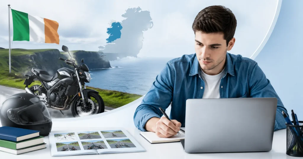 Learner preparing for Category A Driving License Practice Test in Ireland (IE), License – Driving License category on Easy-Quizzz Motorbike Theory Test practice.