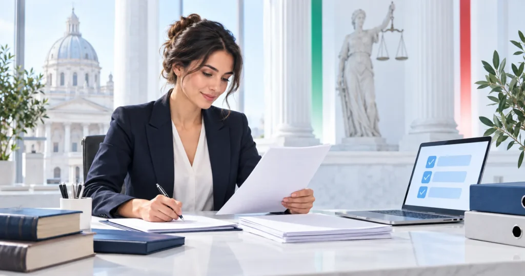 Candidata italiana prepara il concorso Cancelliere Esperto del Ministero della Giustizia 2026 con quiz e materiali Easy-Quizzz.