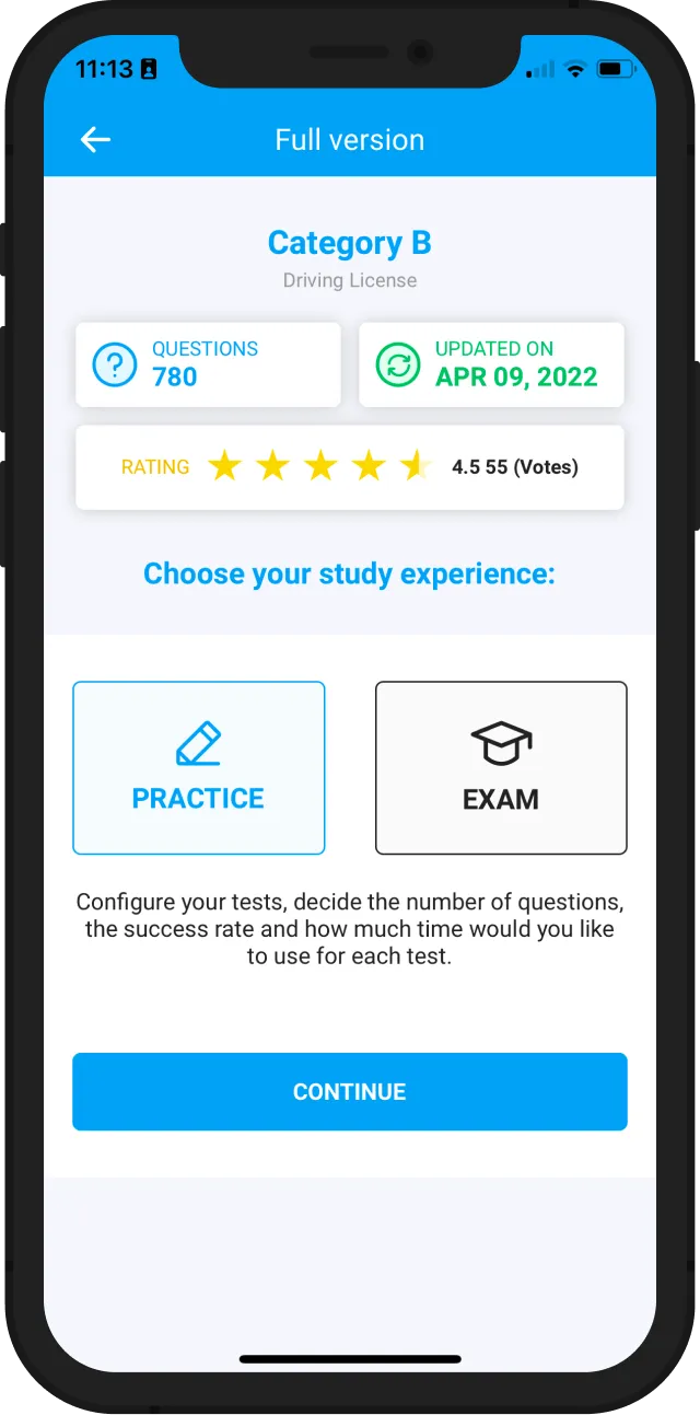 With Practice Mode, you can customize the test to match your needs.