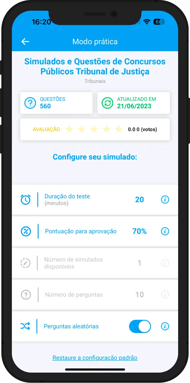 O Simulados e Questões de Concursos Estaduais em PDF não é suficiente? Utilize a nossa aplicação no modo de prática.