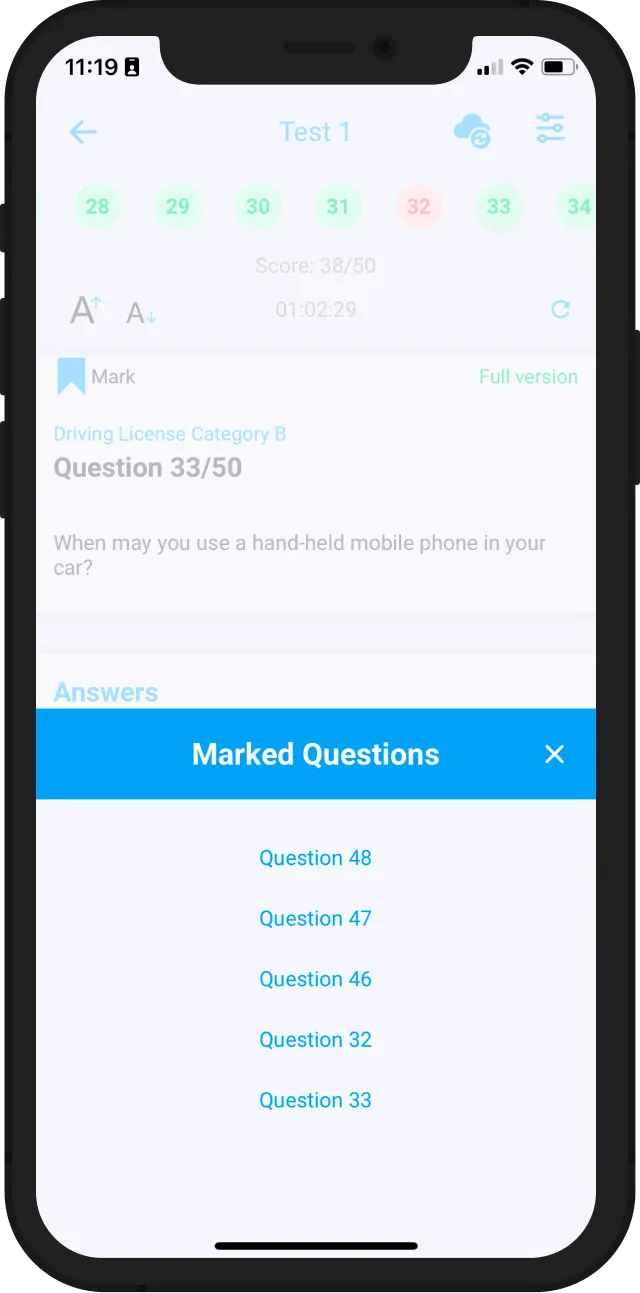 Mark the questions that you don’t know on your Alberta - Class 1 License PDF. Or save them to review later via our App.