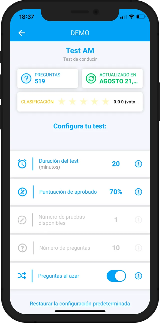 Personaliza el test que mejor se adapte a ti.