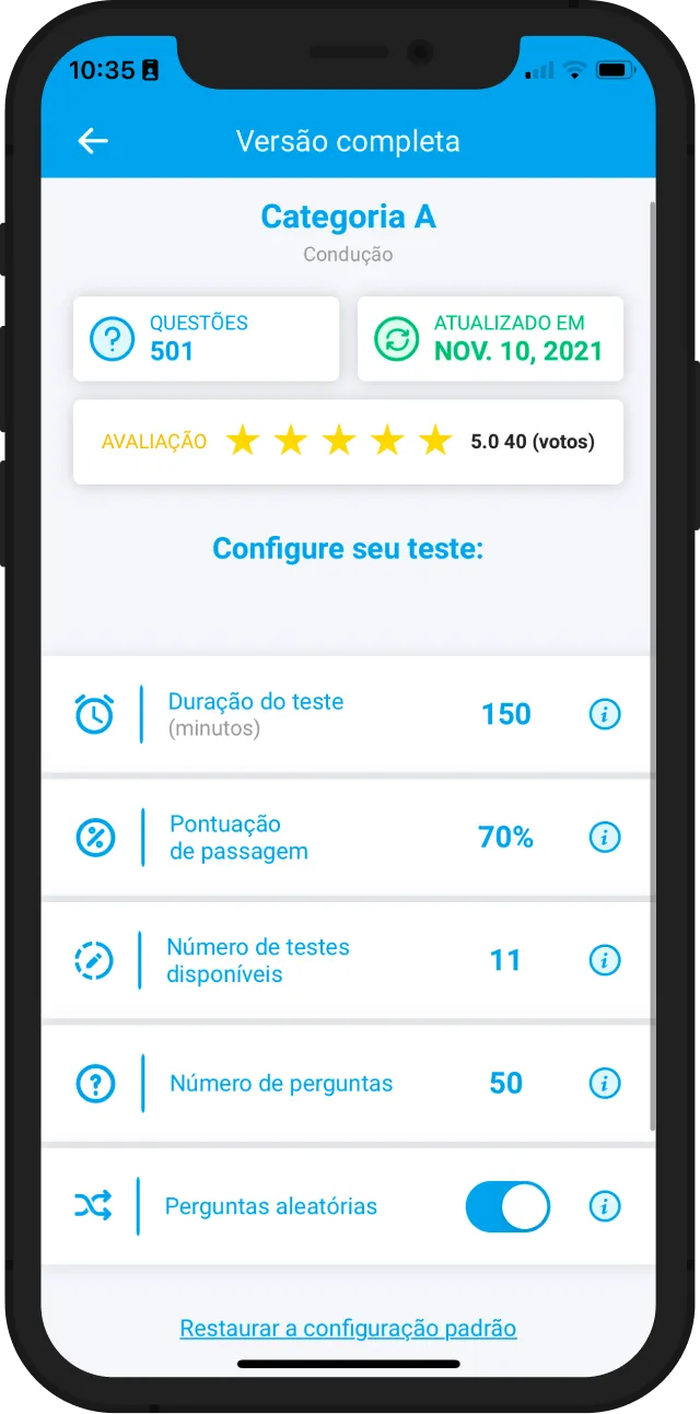 Personalize seu teste com os recursos que funcionam melhor para si