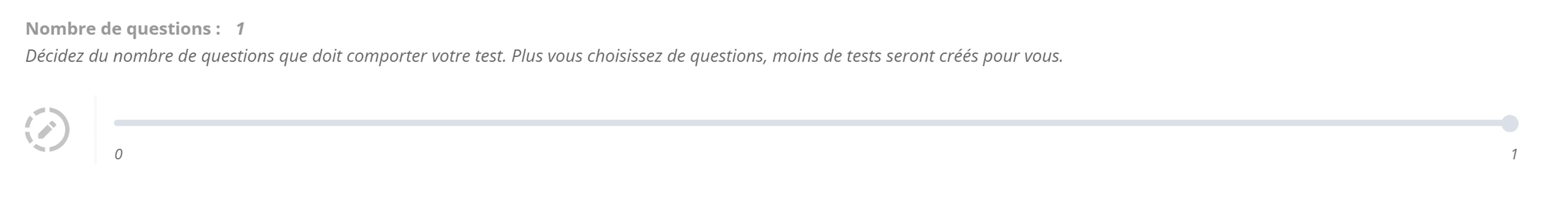 Personnaliser nombre de question test pratique BFQ Test