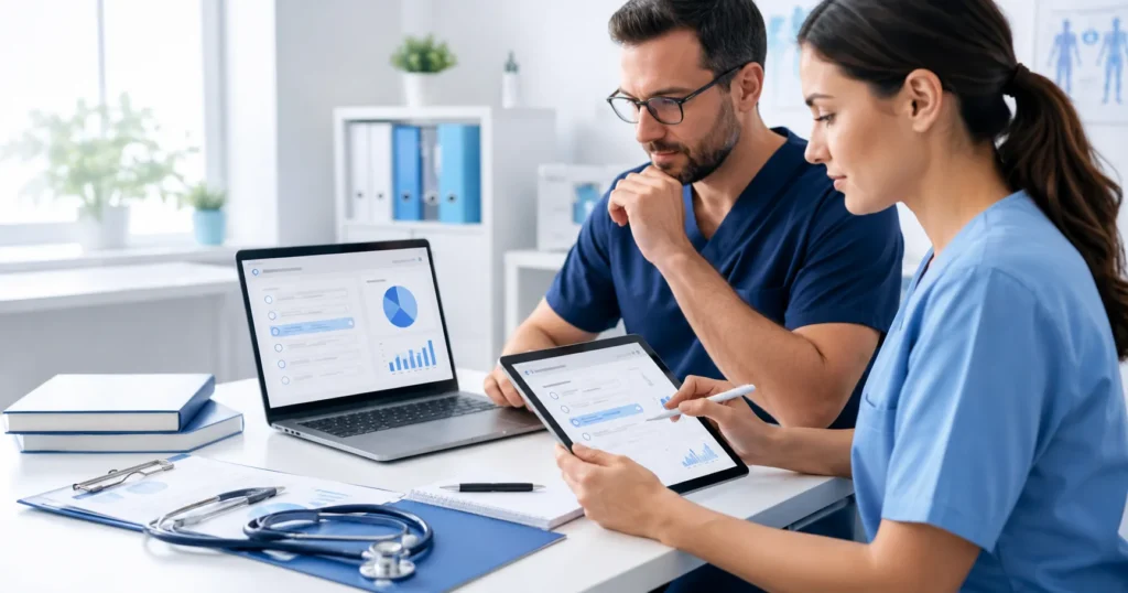 US healthcare professional preparing for CPHRM Certification Practice Test with Easy-Quizzz assessment test study tools